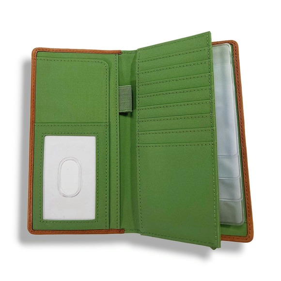 Fossil Floral Leather Wallet Organizer Checkbook ID Window Floral Green Brown OS - Picture 4 of 8